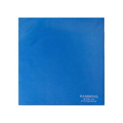Blue silk logo print handkerchief